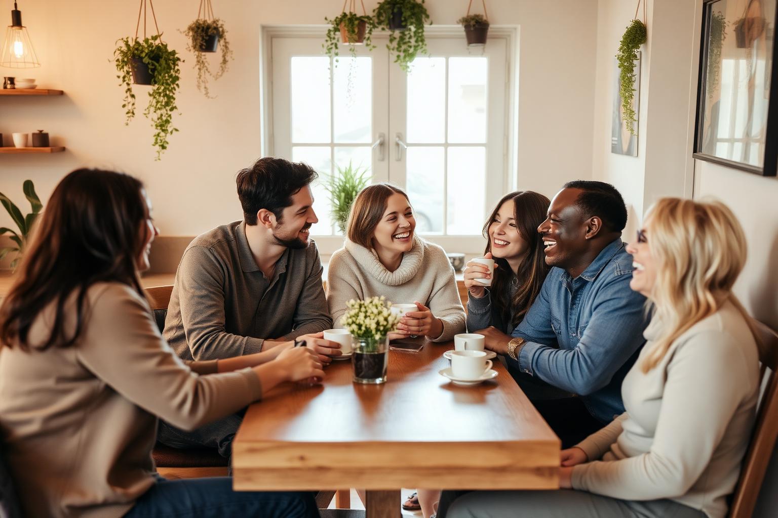 Friends sharing coffee together